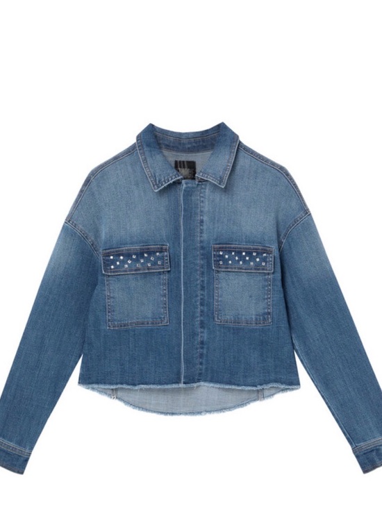 Other - Truce Cropped Denim Jacket with Sequin Back size M